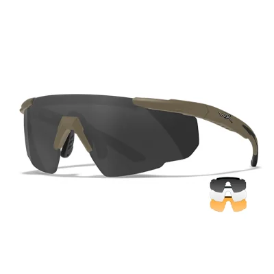 Lunettes Balistiques Wiley X Saber Advanced Tan – Verres Fumé/Incolore/Orange