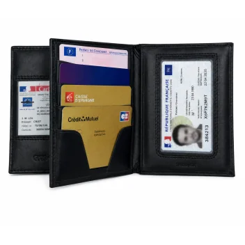 Porte Carte horizontal 3 Volets nouvelle carte Noir - GK Pro